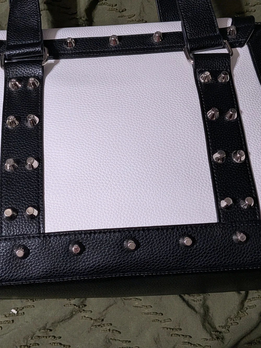 Lux de Ville Black & White Studded Weekender Bag